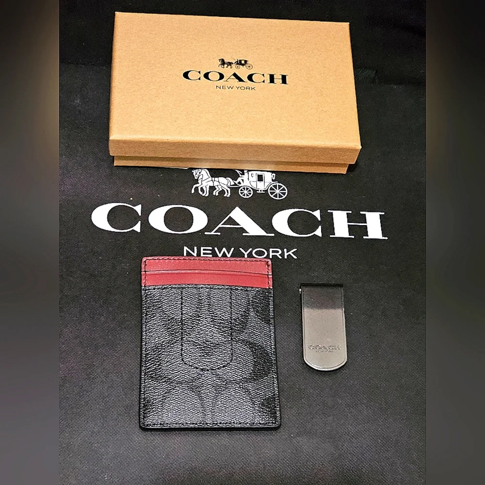 COACH BOXWD 3 IN 1 CARD CASE GIFT SET IN CANVAS (NWT)